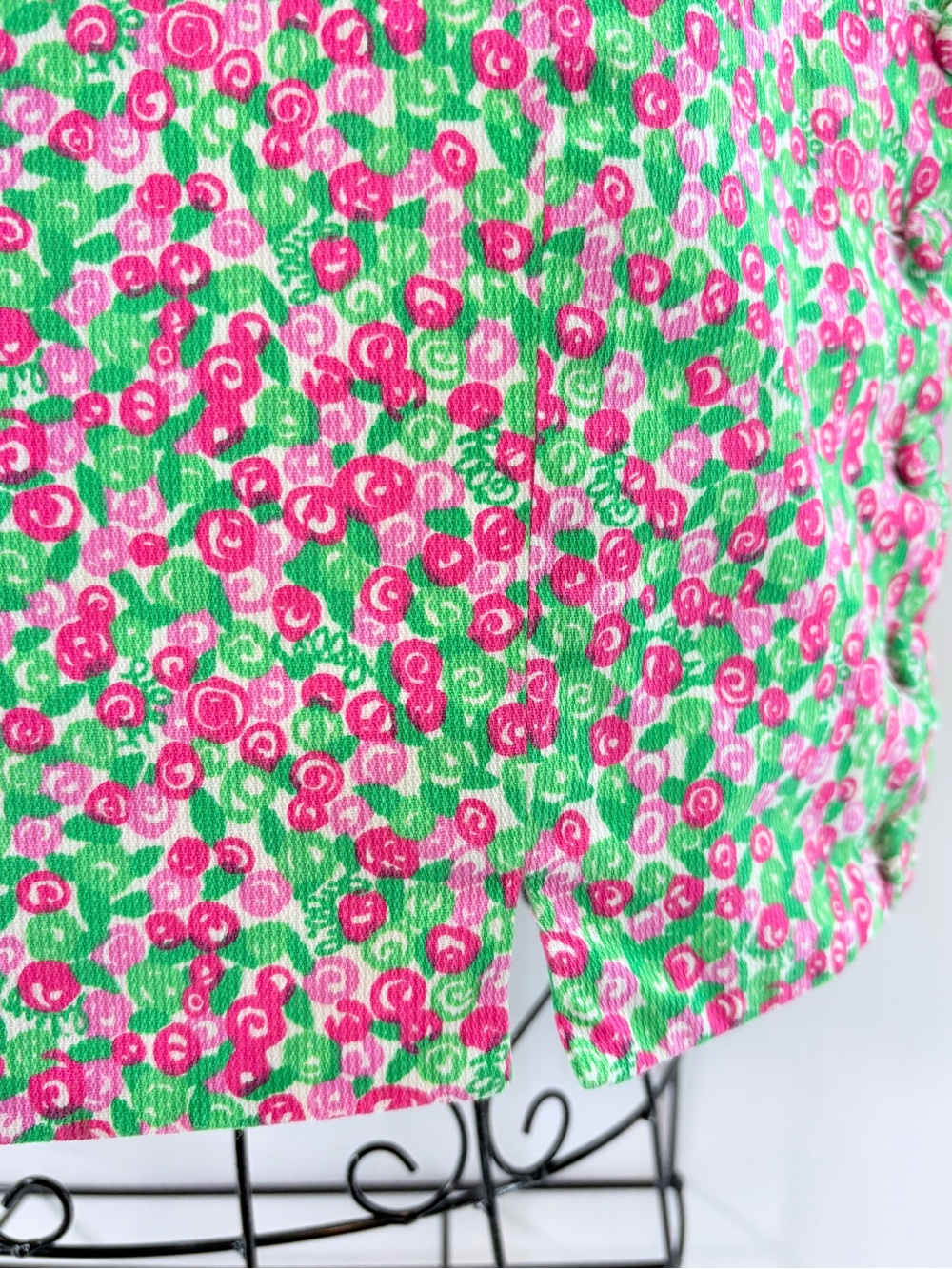 Vintage Lilly Pulitzer Pink Green Ditsy Rose Preppy Retro Crop Top Size Medium - Picture 4 of 11